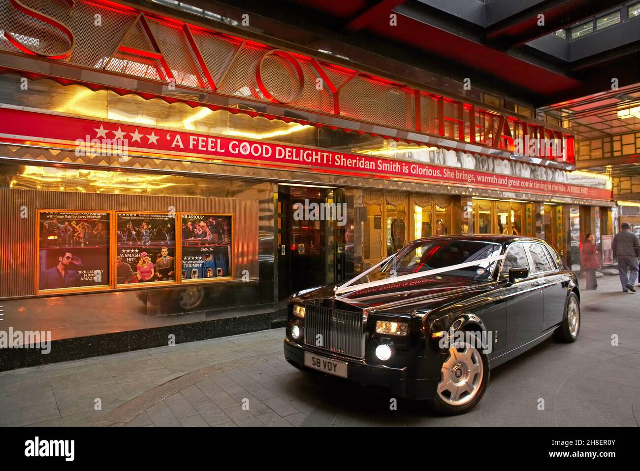 Rolls Royce at SavoyTheater main entrance at the Savoy Hotel in London  , United Kingdom Stock Photo