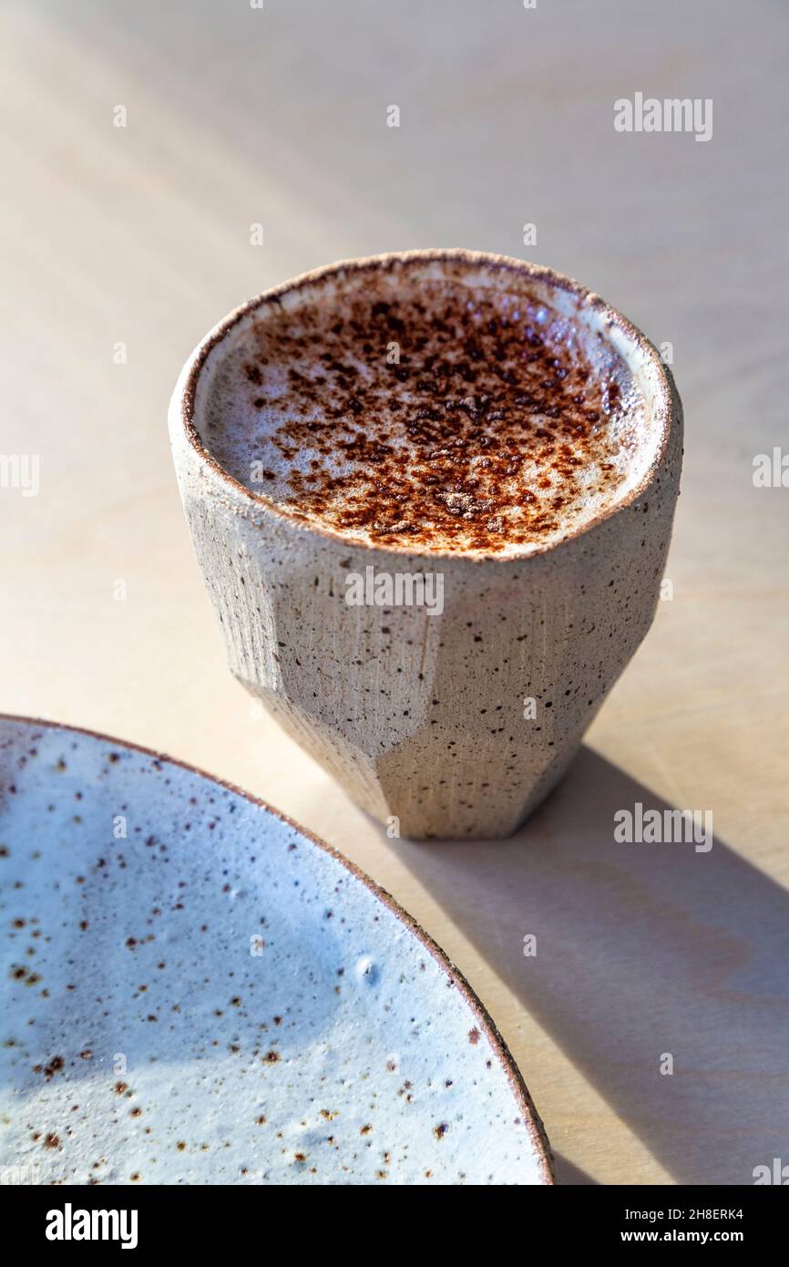 Coffee and cake (The Fixagon cafe near Angel and Dalston, London, UK) Stock Photo