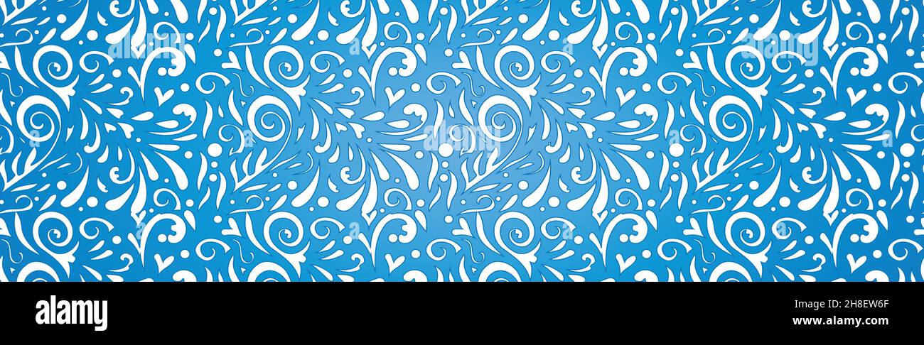 Abstract frosty patterns, panoramic blue and white web pattern ...