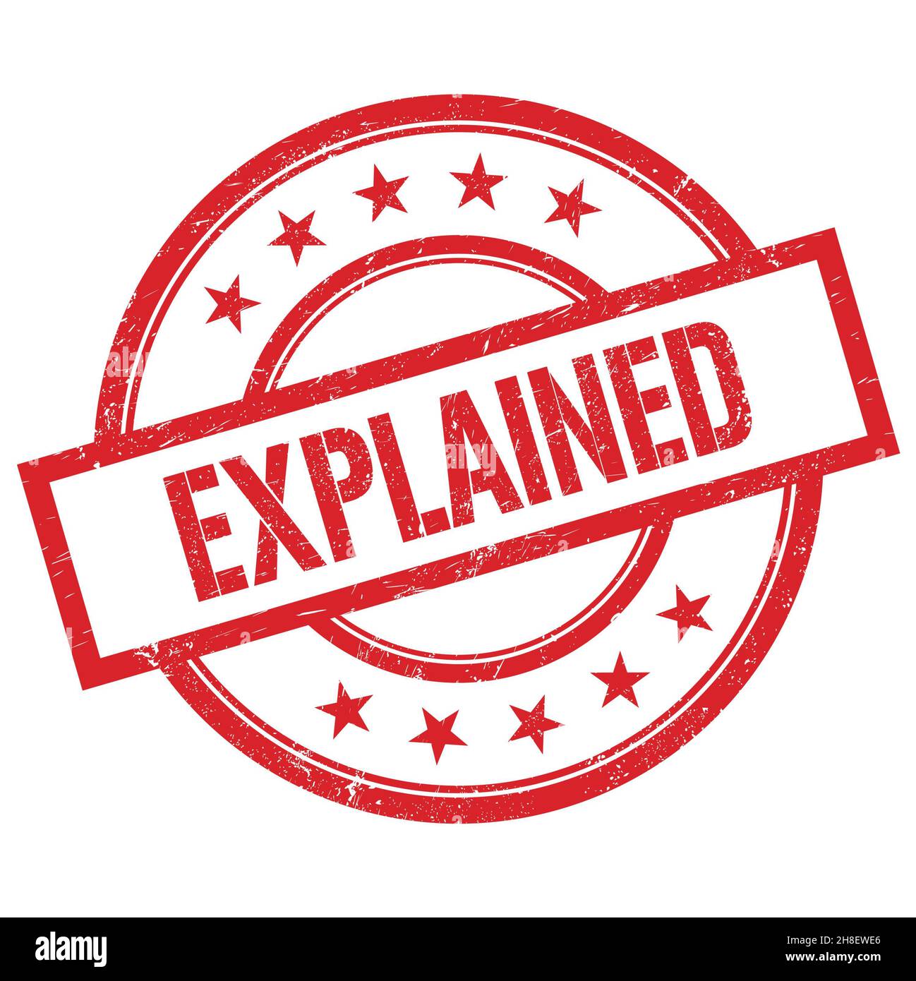 EXPLAINED text written on red round vintage rubber stamp Stock Photo ...