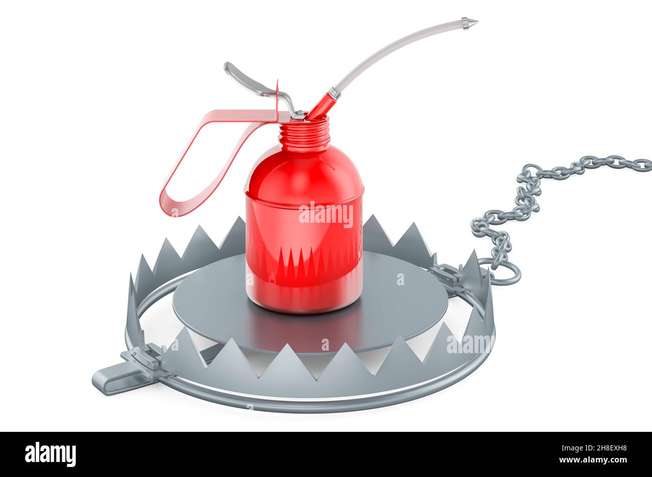 Bear trap with oil can, 3D rendering isolated on white background Stock ...