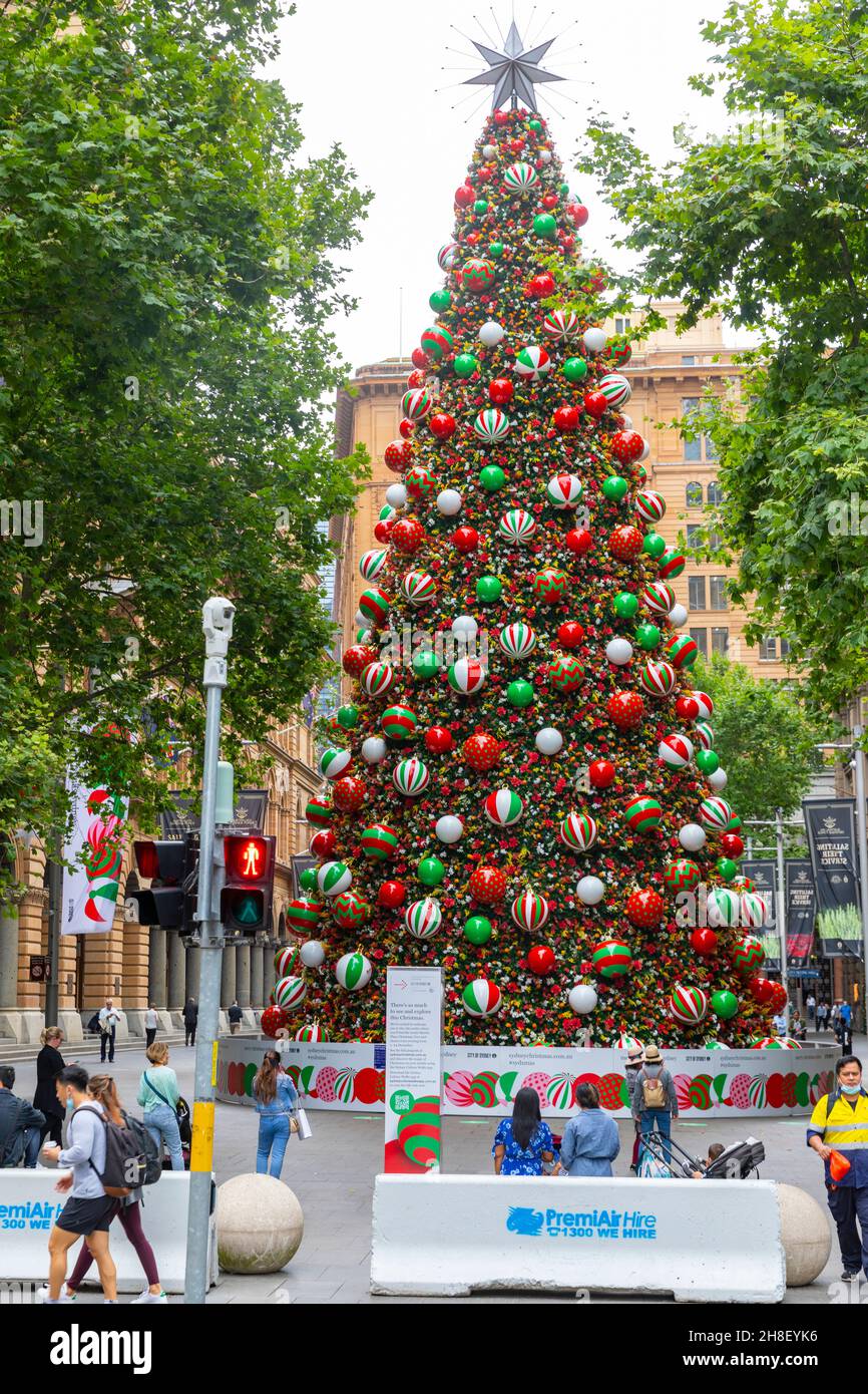 Christmas tree on display to the public in Martin Place,Sydney,NSW