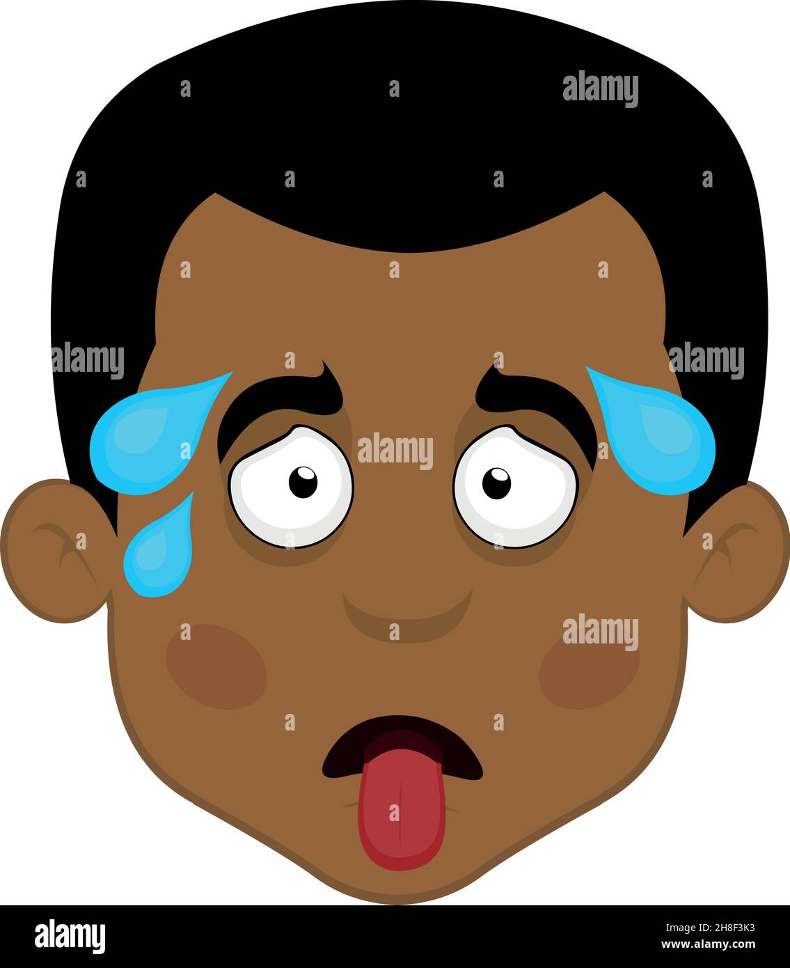 Vector illustration of the face of an exhausted cartoon man with his tongue  hanging out and drops of perspiration Stock Vector Image & Art - Alamy