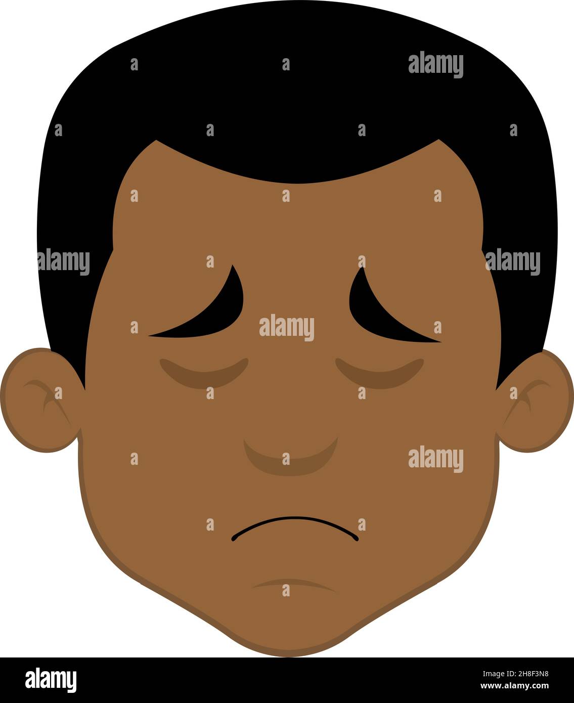 Vector illustration of a cartoon man's face with a sad expression Stock Vector