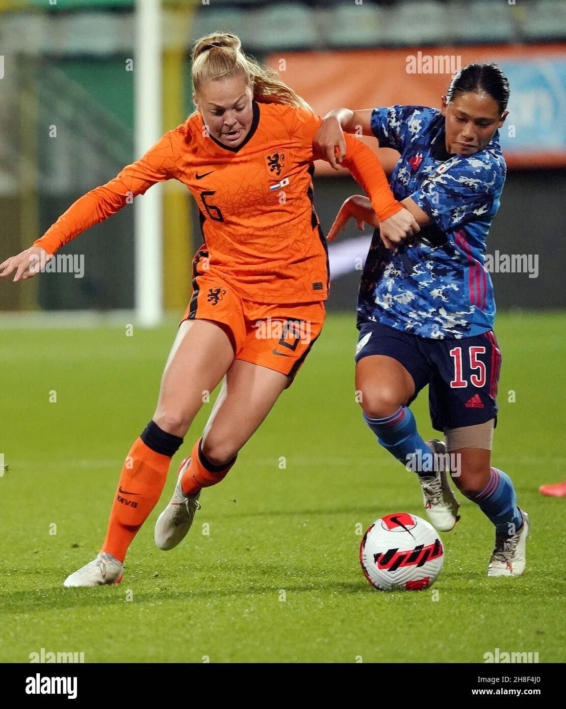 Jill Baijings of the Netherlands and Fuka Nagano of Japan during International Friendly Match The Netherlands vs Japan on November 29, 2021 at the Car Jeans Stadium in The Hague, Netherlands Photo by SCS/Soenar Chamid/AFLO (HOLLAND OUT) Stock Photo
