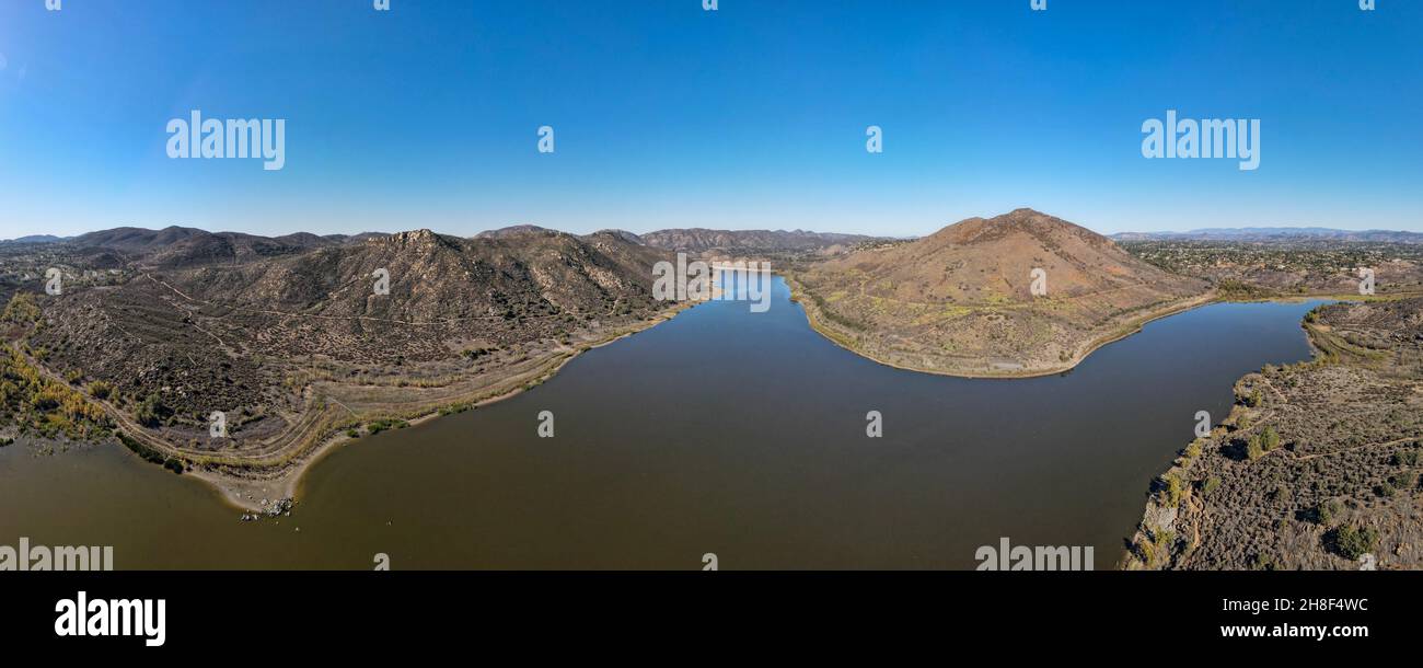 Aerial view of Lake Hodges and Bernardo Mountain, San Diego County