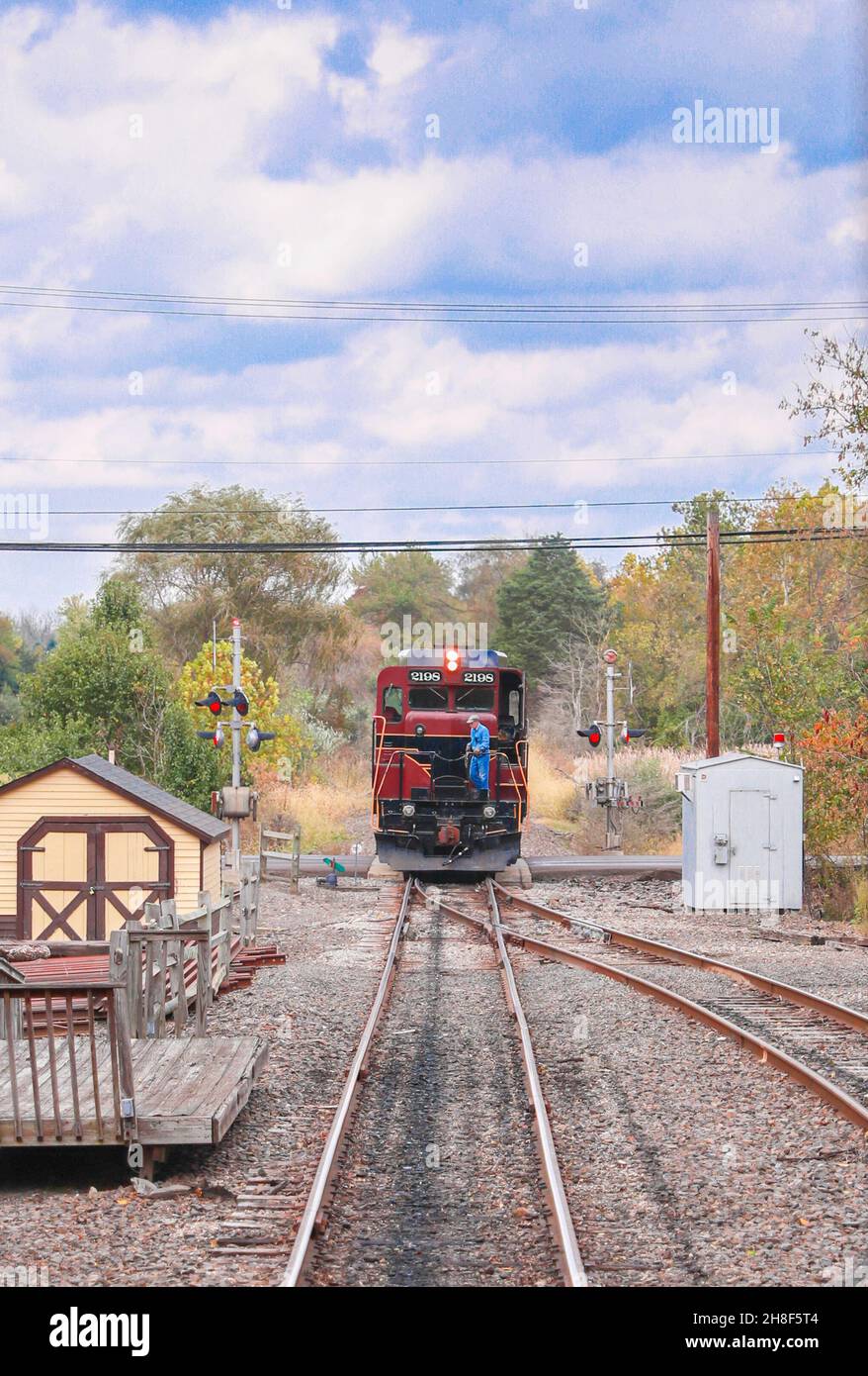 New Hope, Pennsylvania, October 16, 2021: The New Hope Railroad is a 