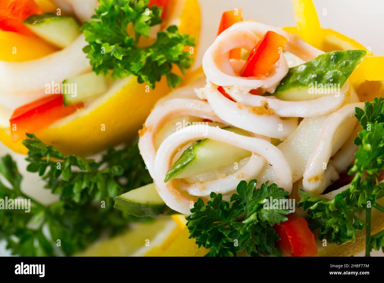 Salad With Calamari And Vegetables Stock Photo Alamy