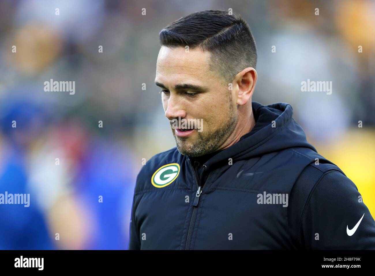 Green Bay Packers head coach Matt LaFleur walks off the field