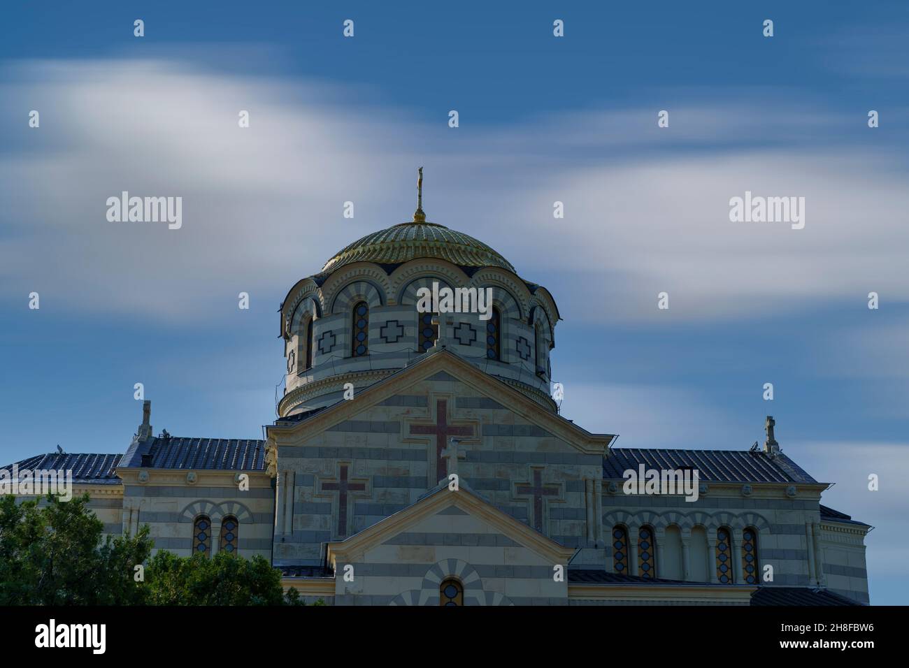 St. Vladimir's Cathedral on the territory of ancient Chersonesos. Crimea, Sevastopol. Stock Photo