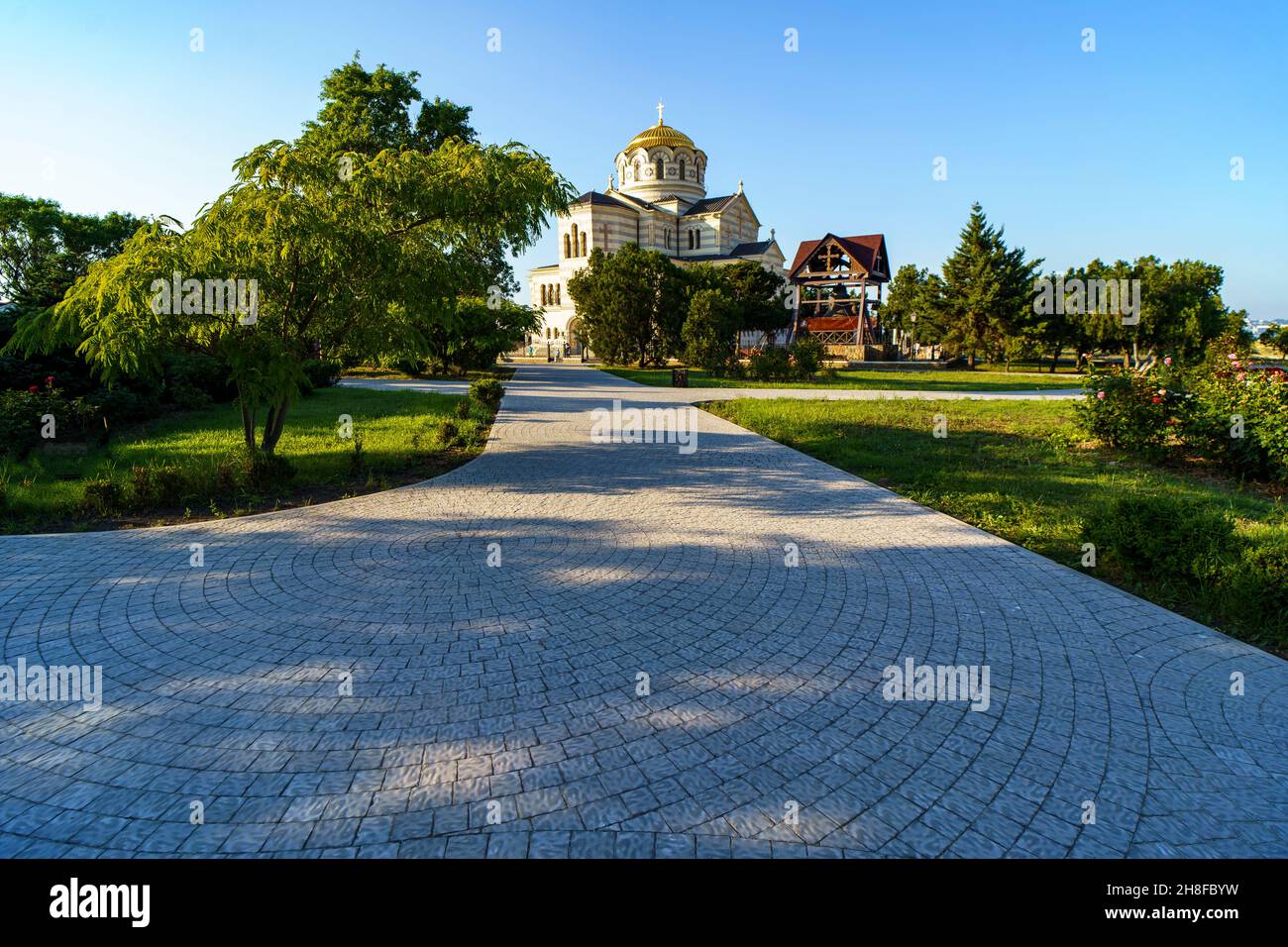 St. Vladimir's Cathedral on the territory of ancient Chersonesos. Crimea, Sevastopol. Stock Photo