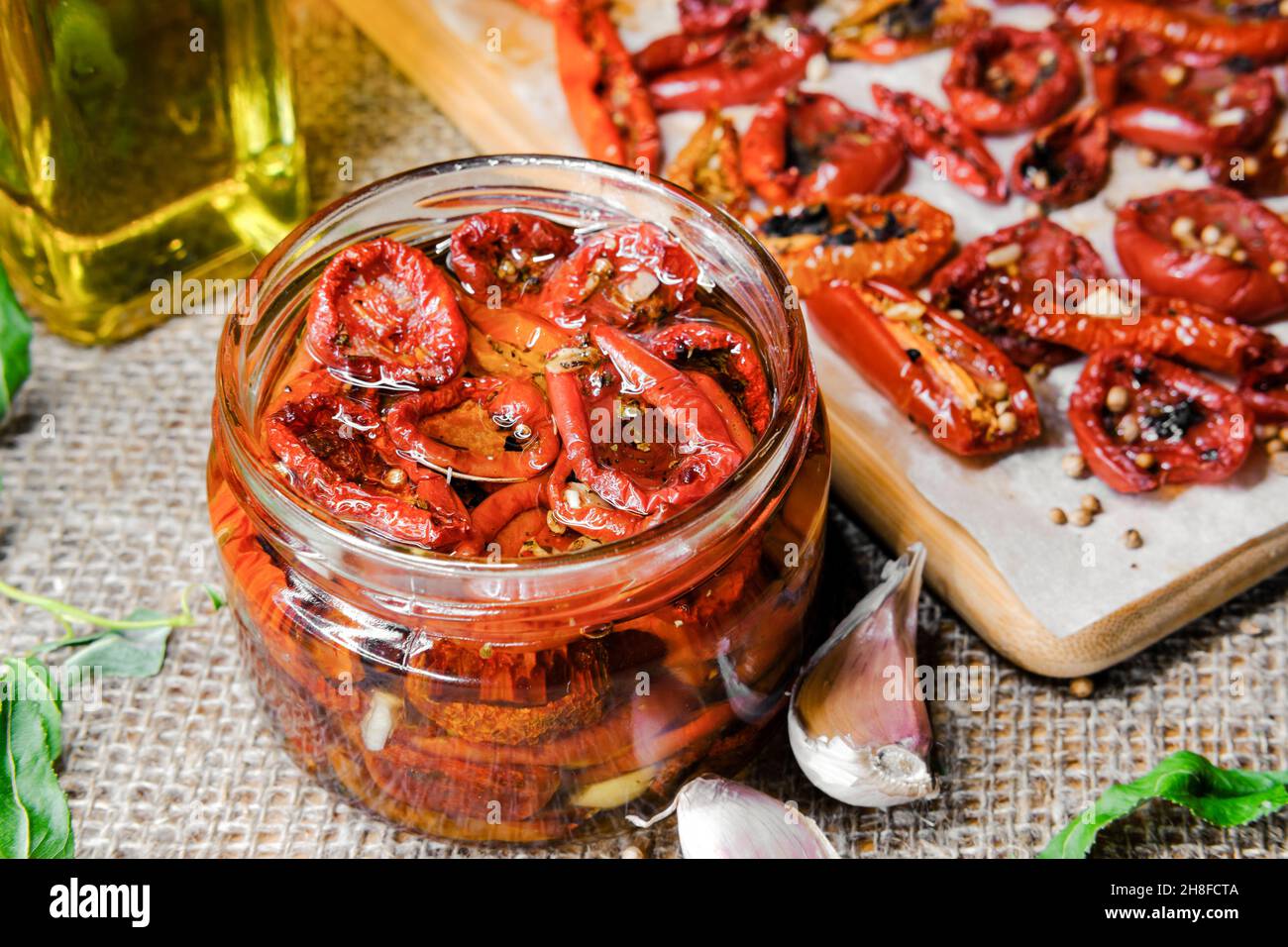 Oven-Dried Tomatoes in Olive Oil Stock Photo - Alamy