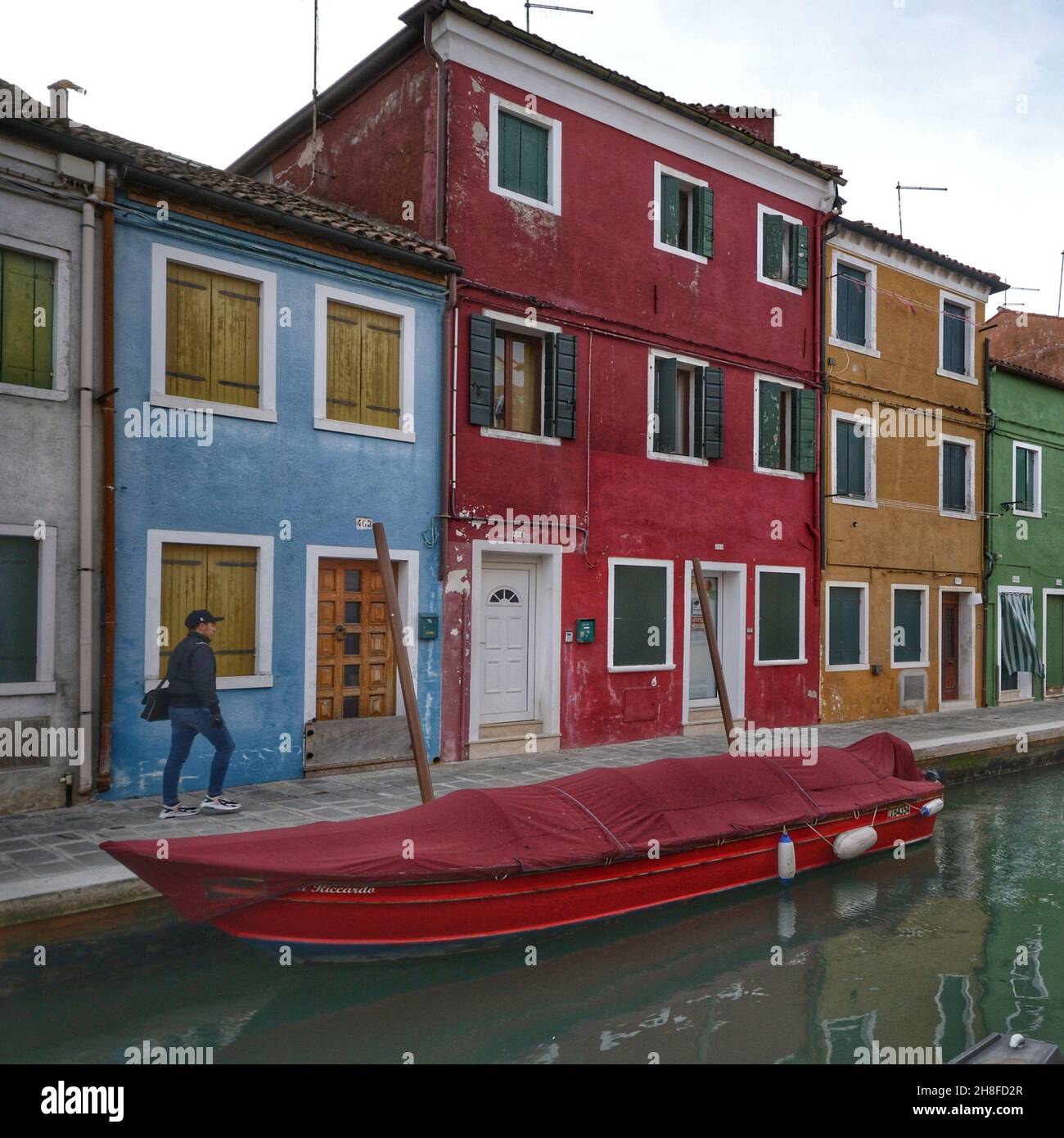 Venice, Burano island canal Stock Photo
