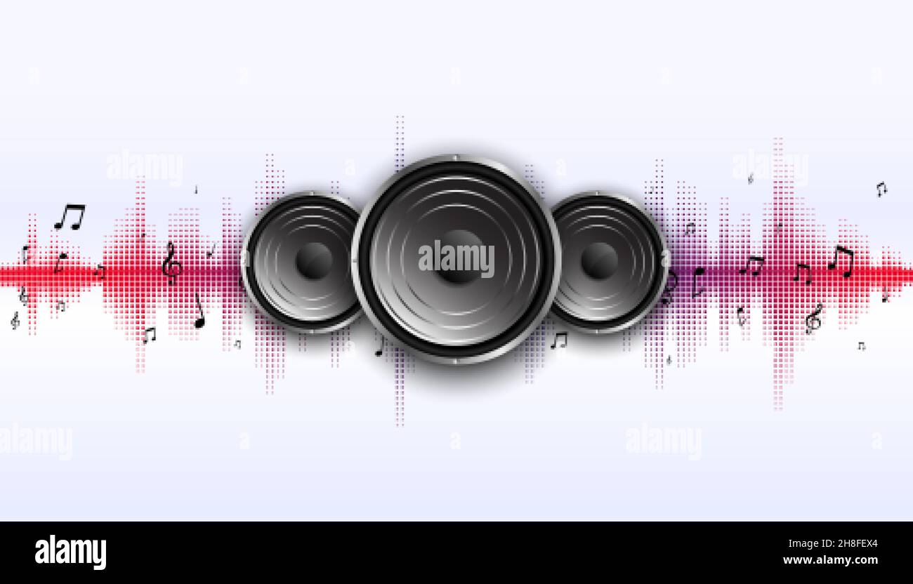 music speaker with wave equalizer frequency background Stock Vector