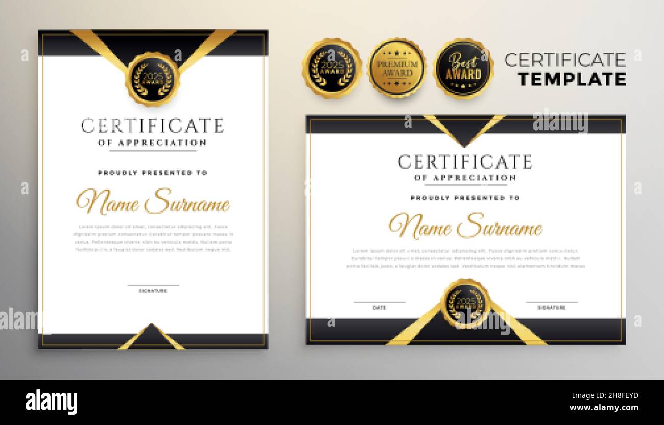 black and gold premium multipurpose certificate template Stock Vector