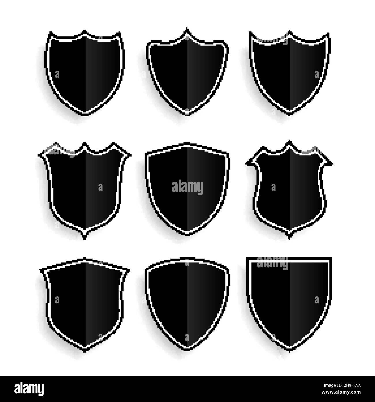 shield symbols or badges set of nine Stock Vector