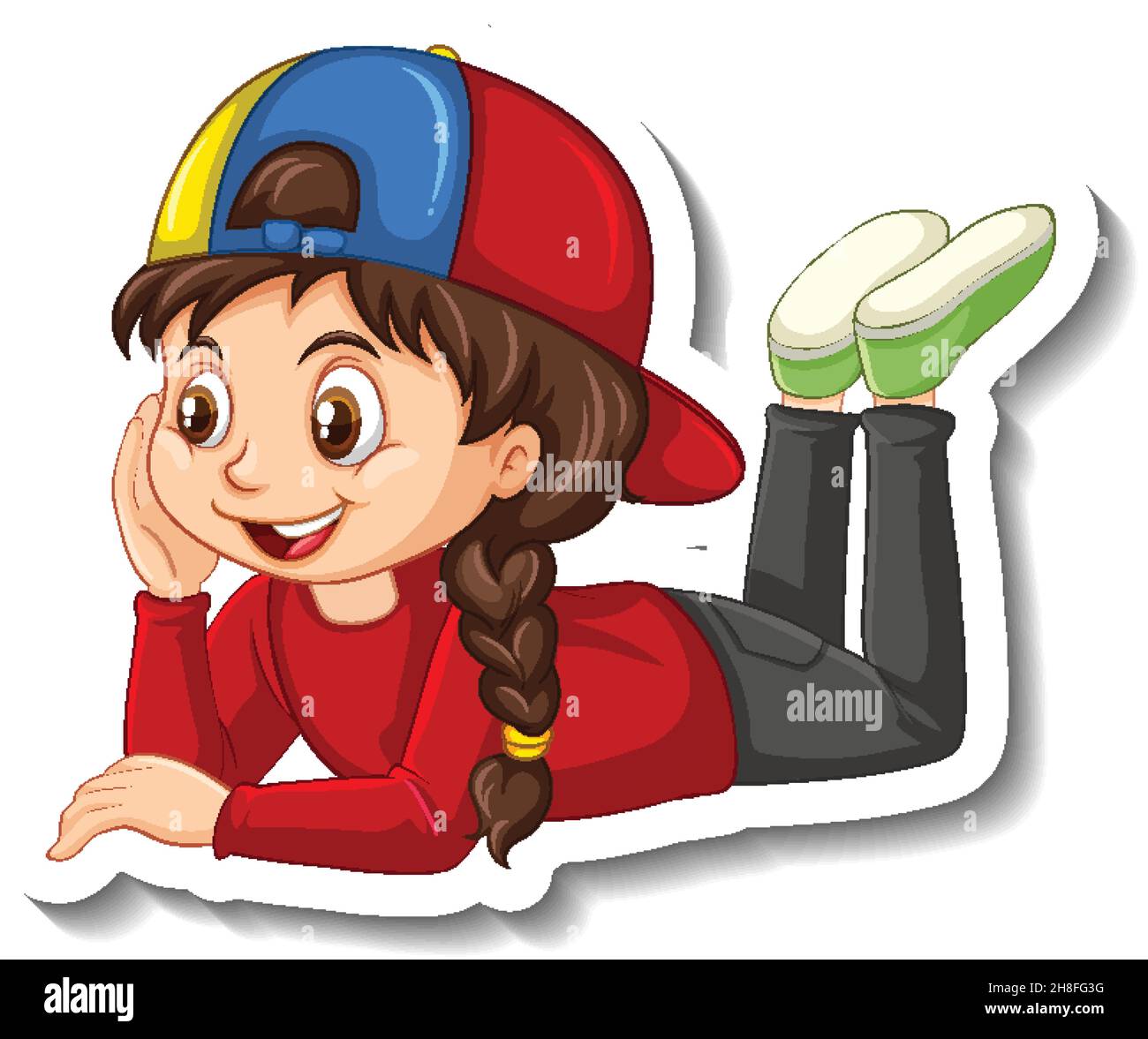 A girl laying on the floor cartoon character illustration Stock Vector  Image & Art - Alamy