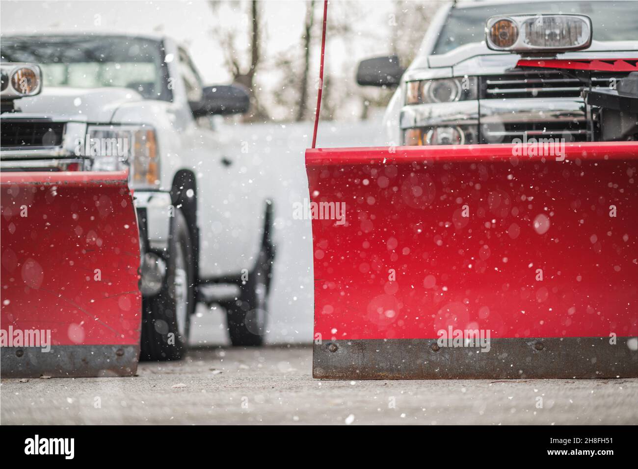 Adjustable Commercial Grade Plow Blades Installed on a Pickup Trucks