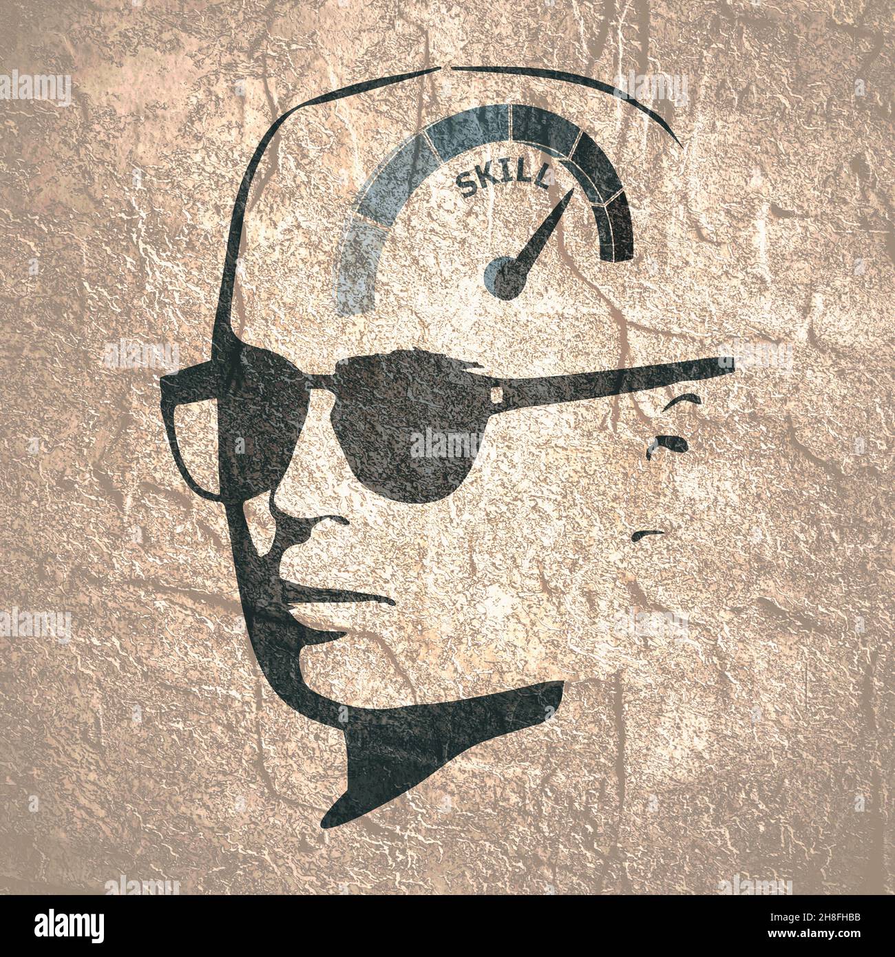 Scale with arrow. The skill level measuring device icon. Face profile ...