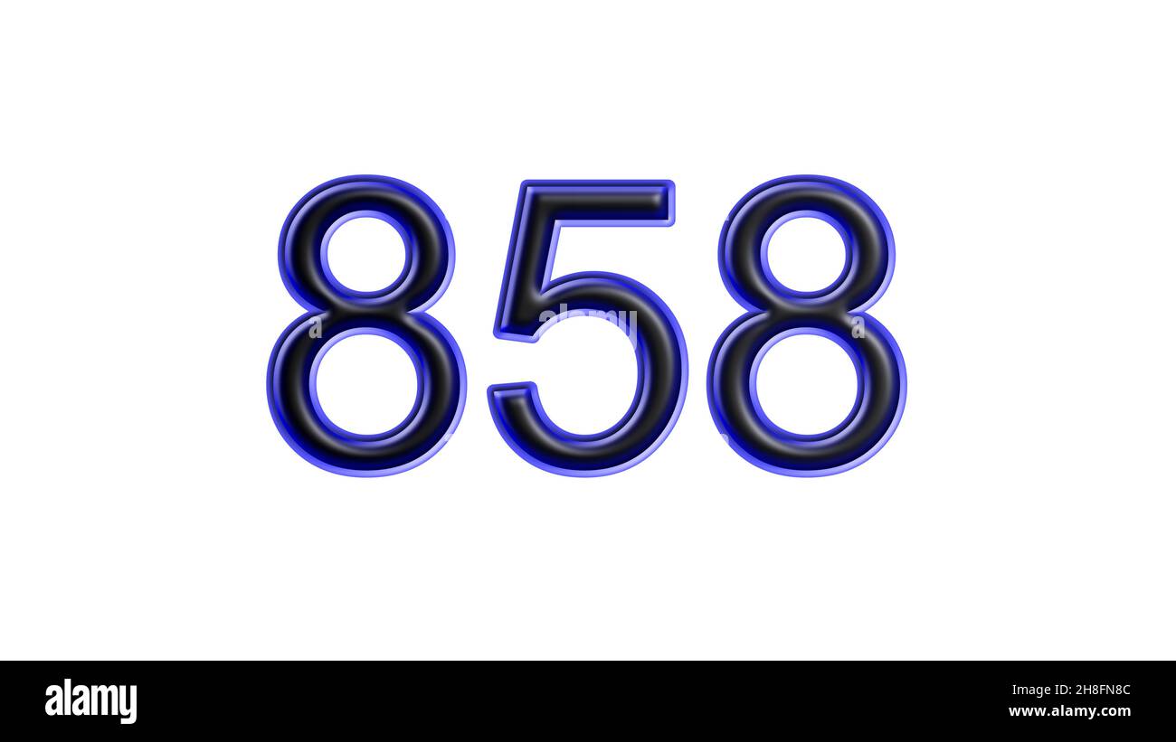 blue 858 number 3d effect white background Stock Photo Alamy