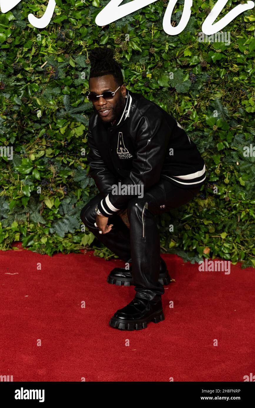 Burna Boy attends The Fashion Awards 2021 at Royal Albert Hall. London