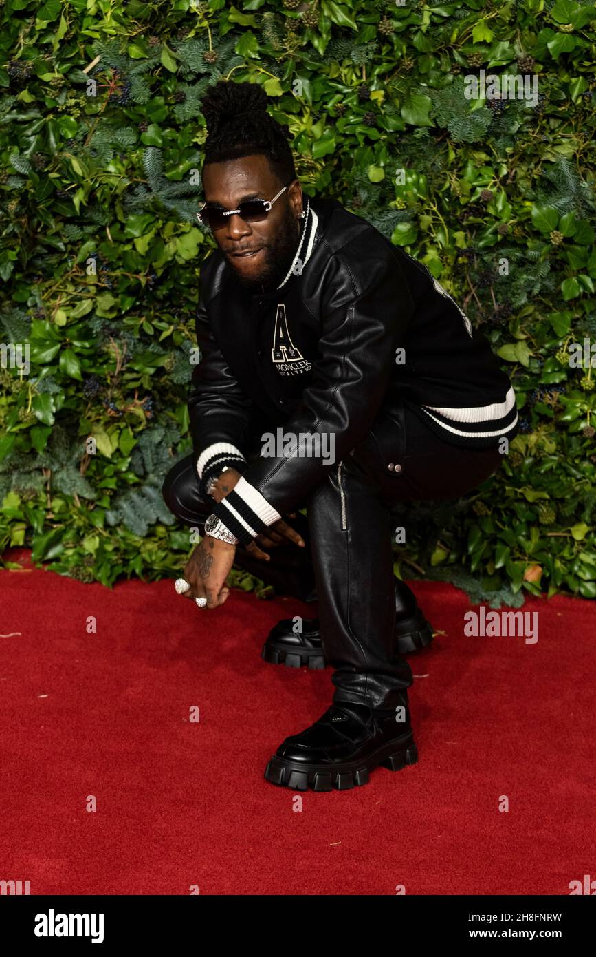 Burna Boy attends The Fashion Awards 2021 at Royal Albert Hall. London