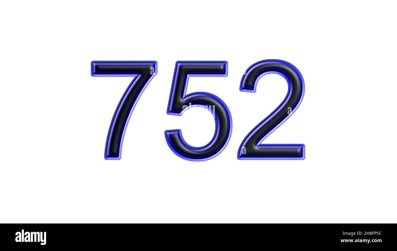 blue 752 number 3d effect white background Stock Photo - Alamy