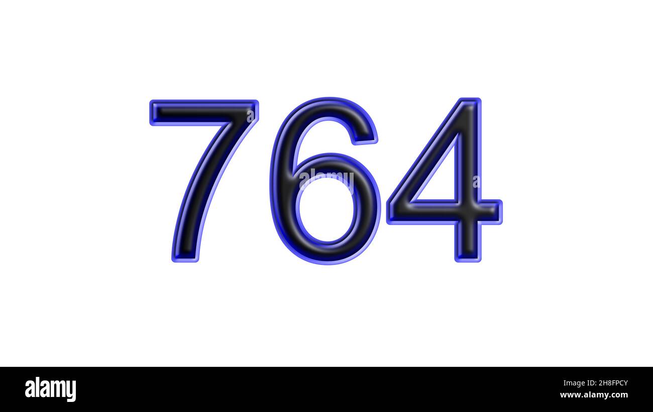 blue 764 number 3d effect white background Stock Photo - Alamy