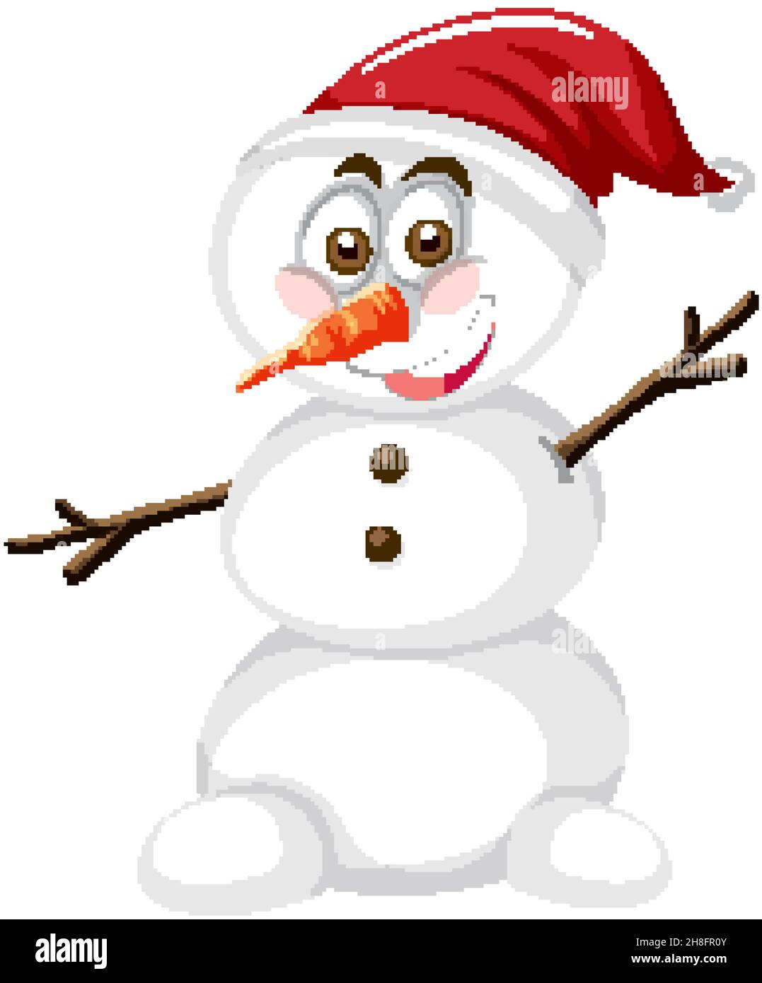 Snowman wearing Christmas hat cartoon character illustration Stock ...