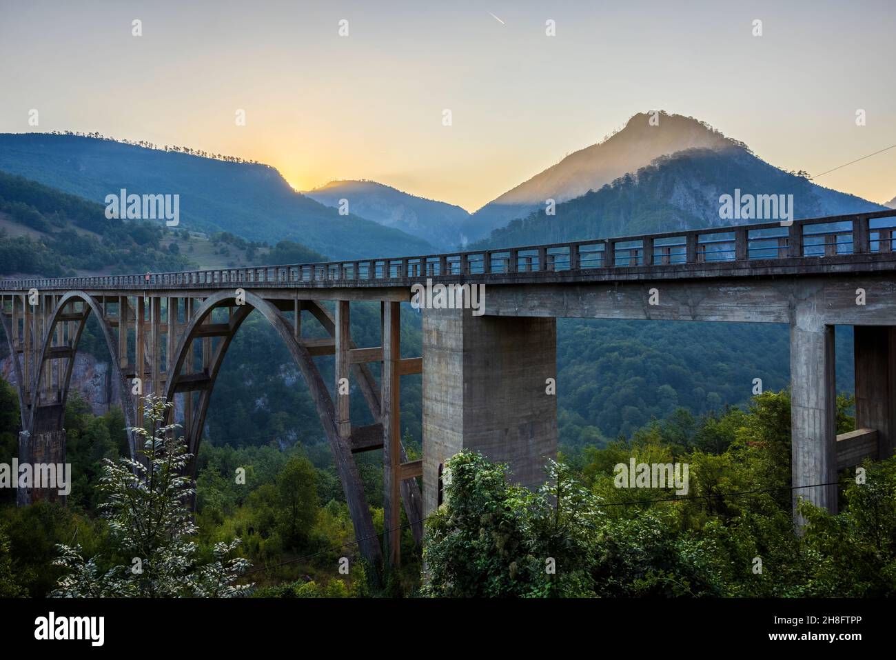 Bridge  over the Tara River Canyon  in northern Montenegro. Stock Photo