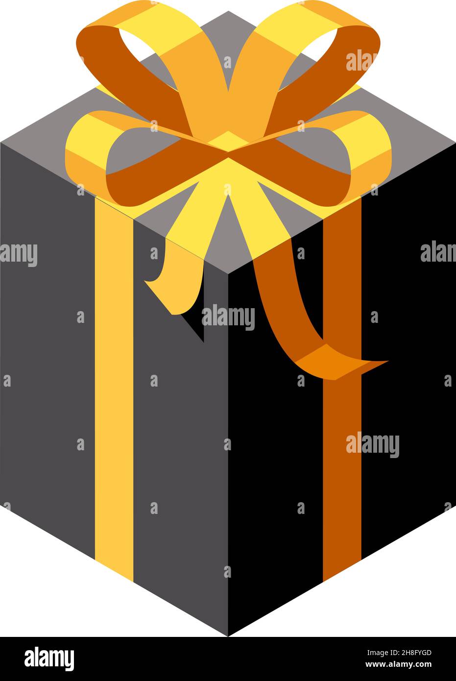 Big black gift box with golden bow. Isometric present icon Stock Vector ...