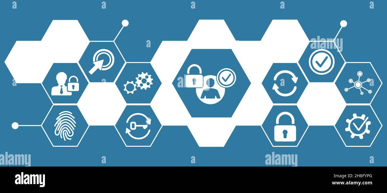 Concept of login with connected icons Stock Photo - Alamy
