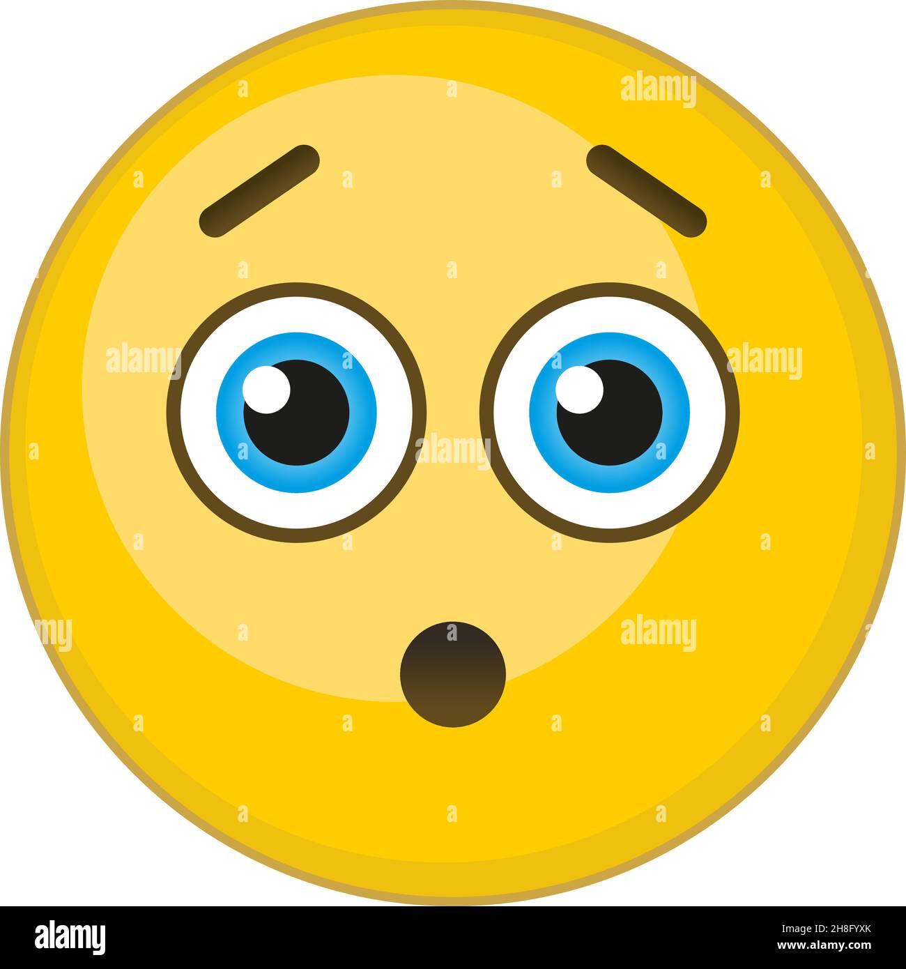 Hushed face. Concerned emoji. Embarrassed yellow emoticon Stock Vector