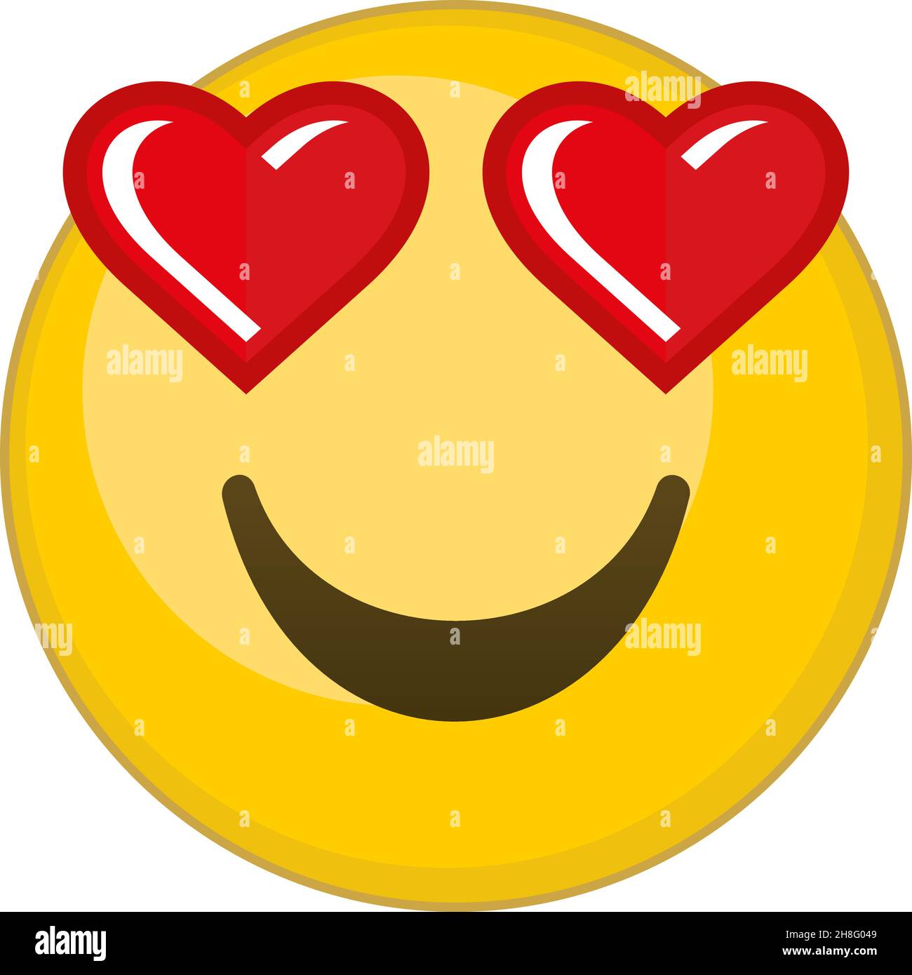 Yellow face with heart eyes. Love obsession emoji Stock Vector