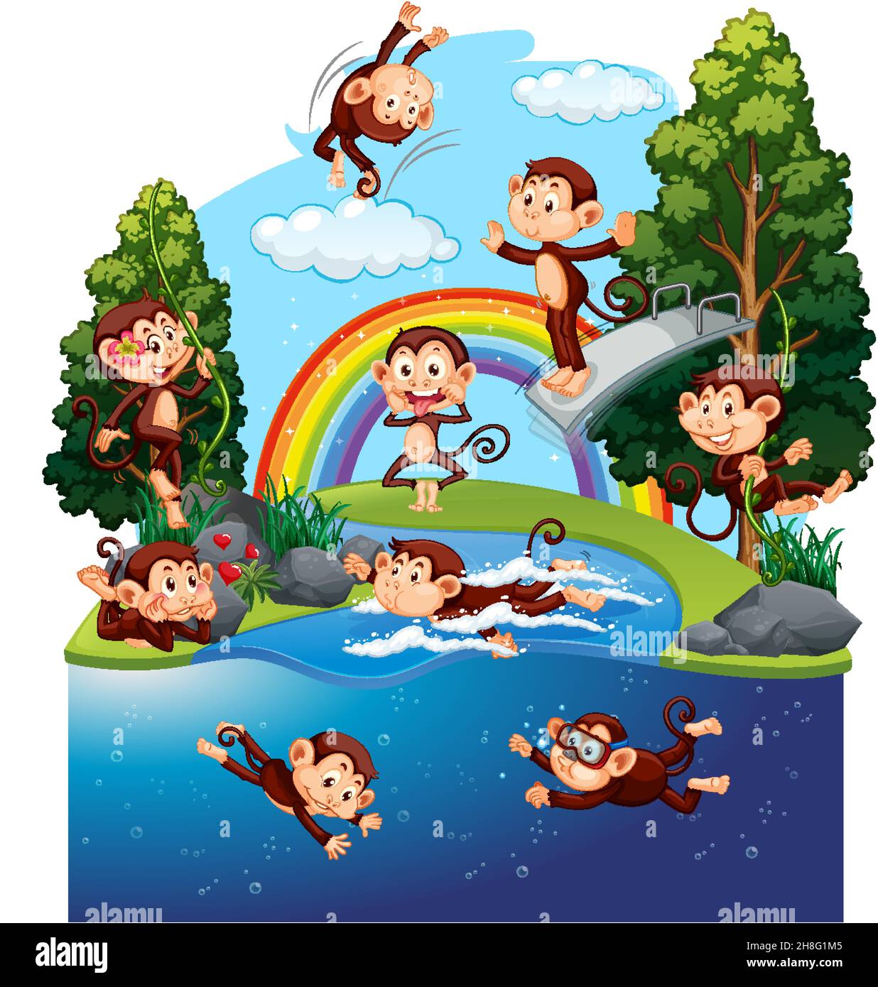 Monkeys in tree cartoon hi-res stock photography and images - Alamy Monkeys in tree cartoon hi-res stock photography and images - Alamy