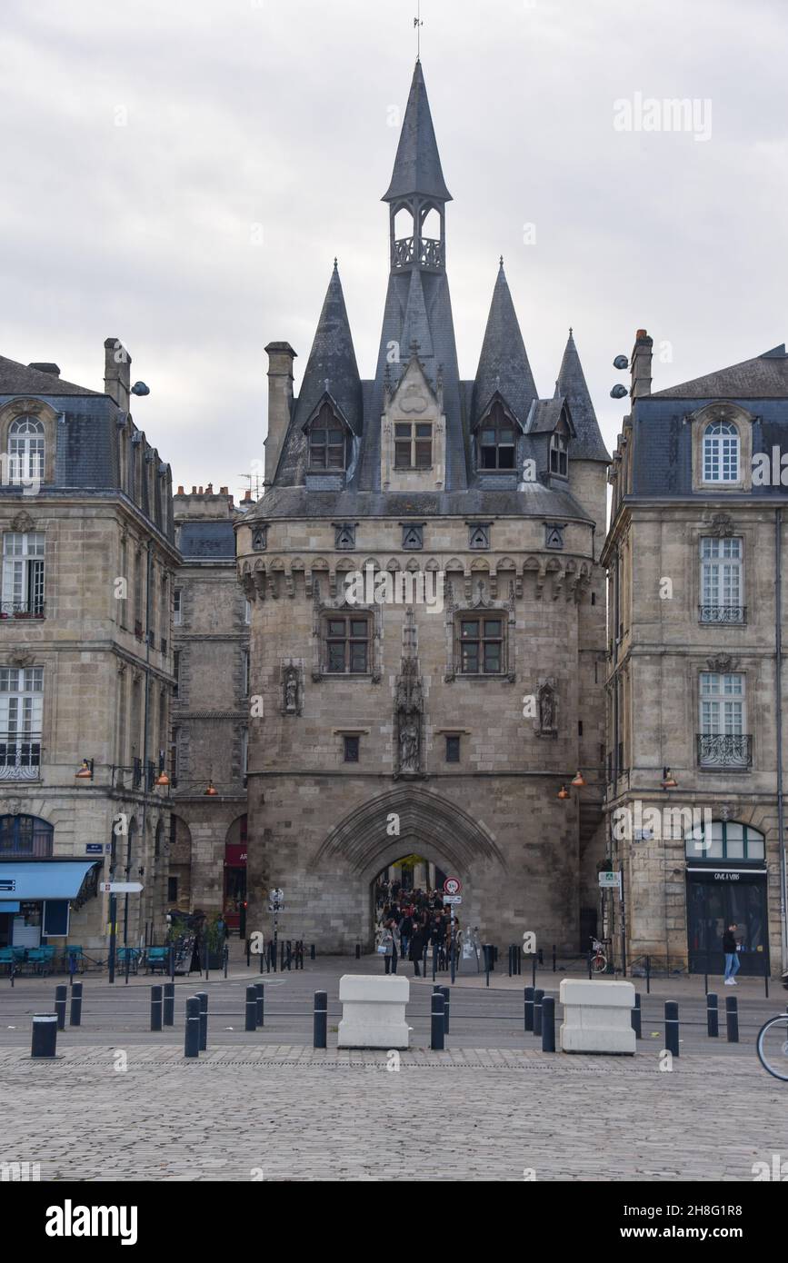 Bordeaux, France 8 Nov, 2021 Porte Cailhau medieval gate standing