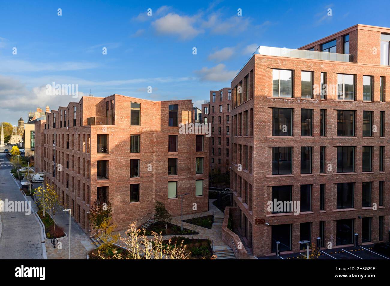 Regenerated & newly developed York prime location (mixed-use, brick-built, new high-rise apartments, office building) - North Yorkshire, England UK. Stock Photo