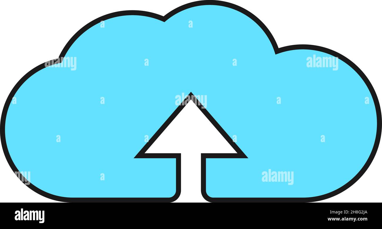 Data upload icon. Blue cloud with upward arrow inside Stock Vector ...