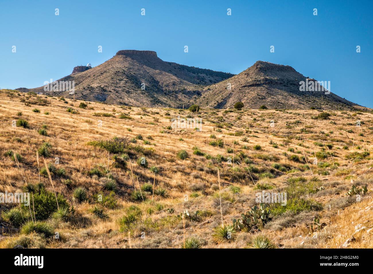 Mesa Azur, Magdalena Peak on left, FAA radar facility, Sierra de Las