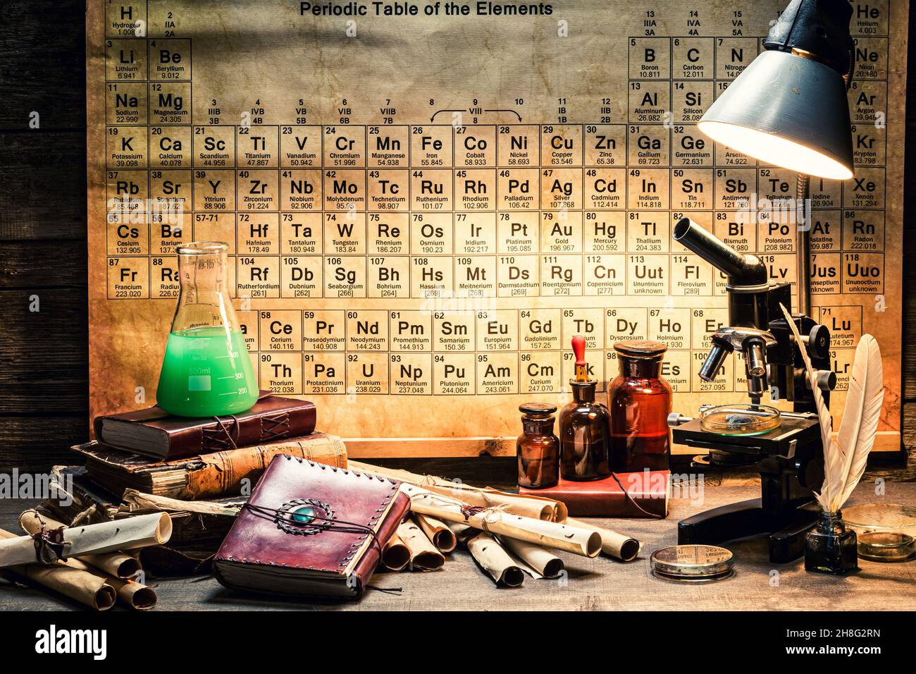 Research in the old chemical laboratory. Practical chemistry classes