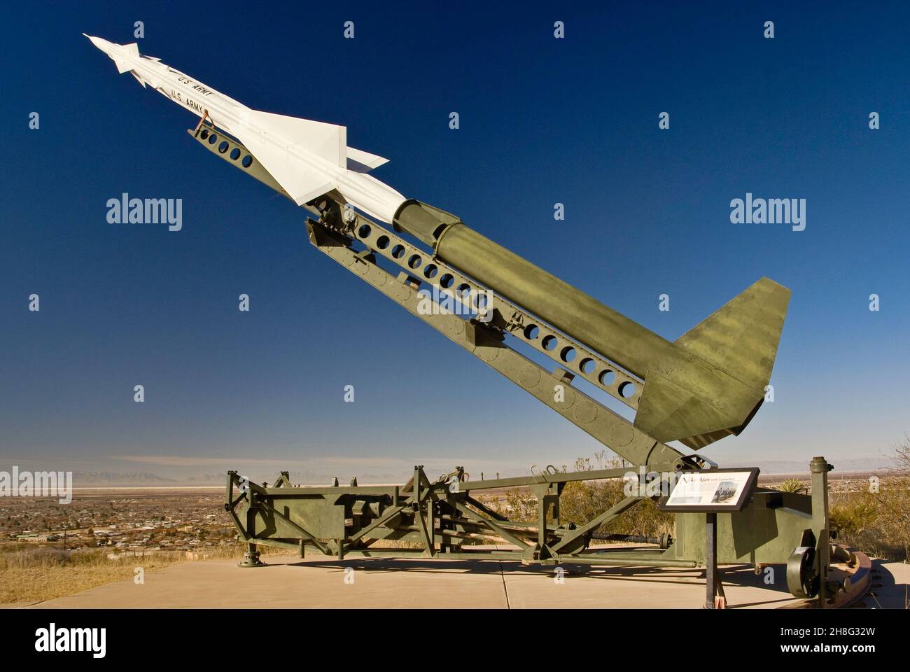 Nike Ajax, with Launcher  at Museum of Space History in Alamogordo, New Mexico, USA Stock Photo