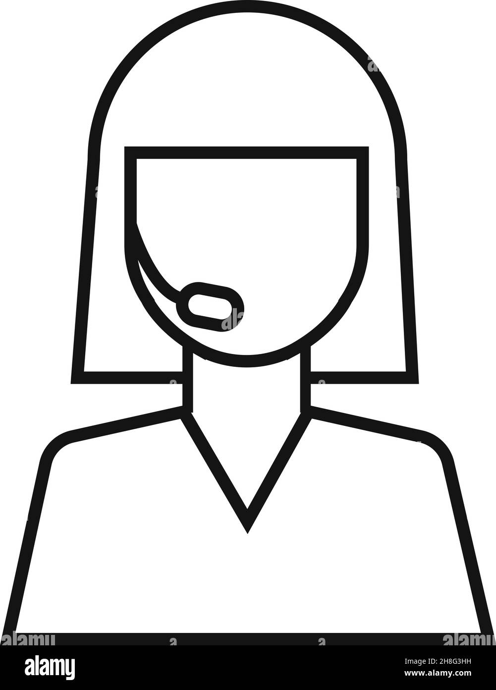 Woman in headset icon. Head with mic symbol Stock Vector