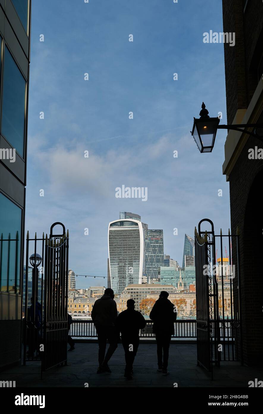 The Walkie Talkie skyscaper building at 20 Fenchurch street, city of London, England, as seen from the south bank of the river Thames. Stock Photo