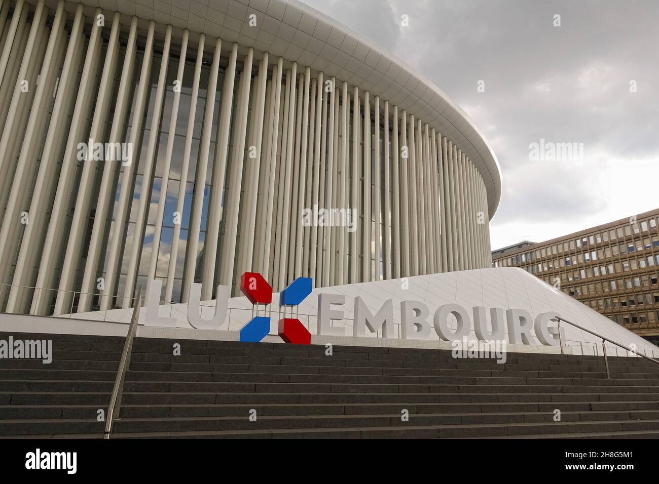 Luxembourg City, Luxembourg – September 2, 2020: The philharmonic hall in Luxembourg City, created by architect Christian de Portzamparc. The spectacu Stock Photo