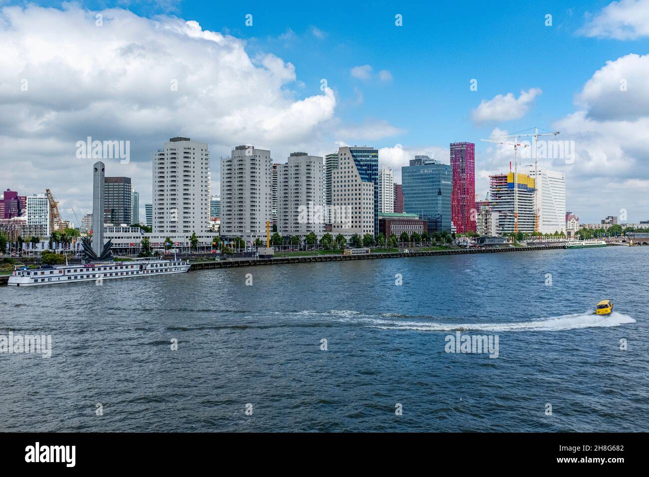 Rotterdam, Netherlands. View on Boompjes Boulevard from Erasmus Bridge