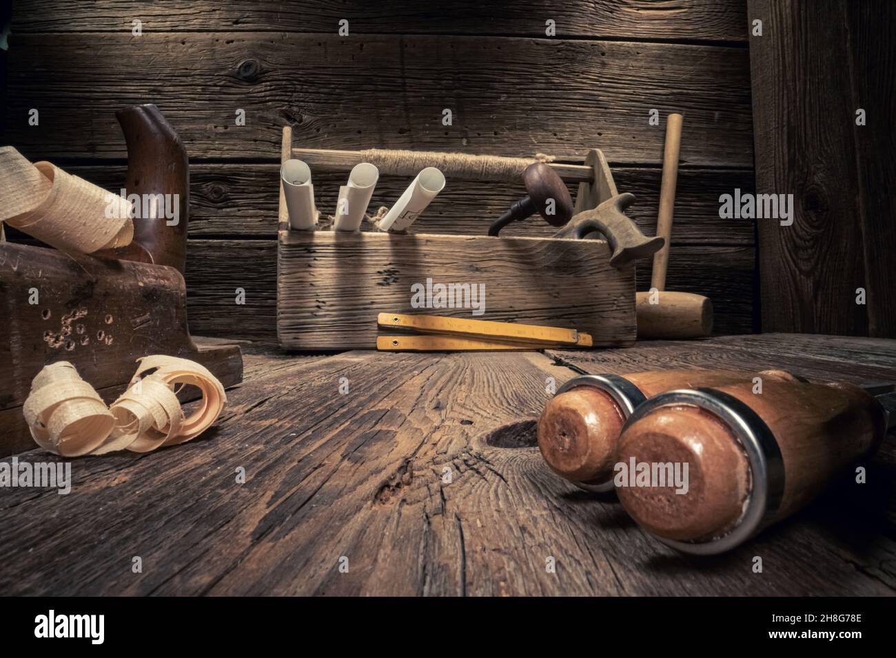 Old carpenter tools hammer chisels hi-res stock photography and images -  Alamy