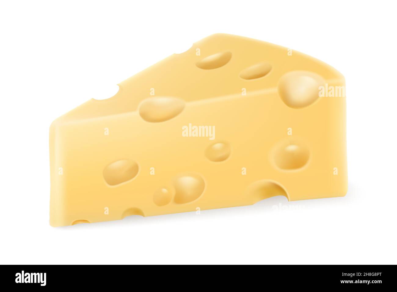 Volumetric piece of cheese with holes , isolated illustration on white ...