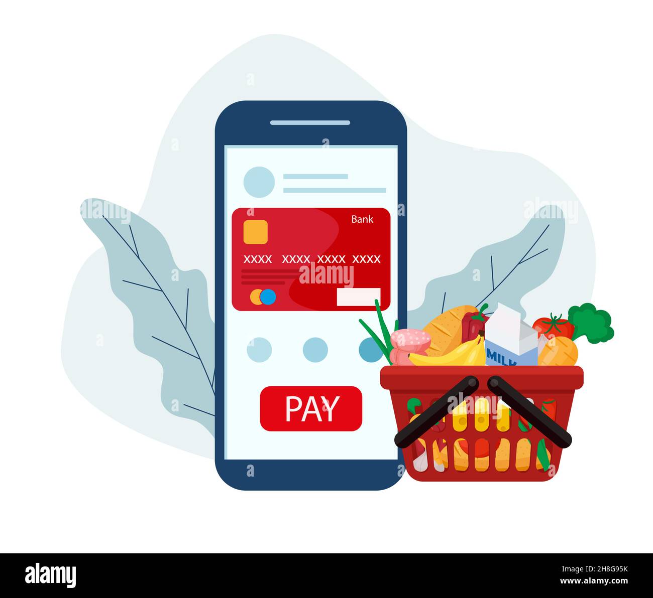 Order grocery online. Pay from your smartphone with a card. Plastic
