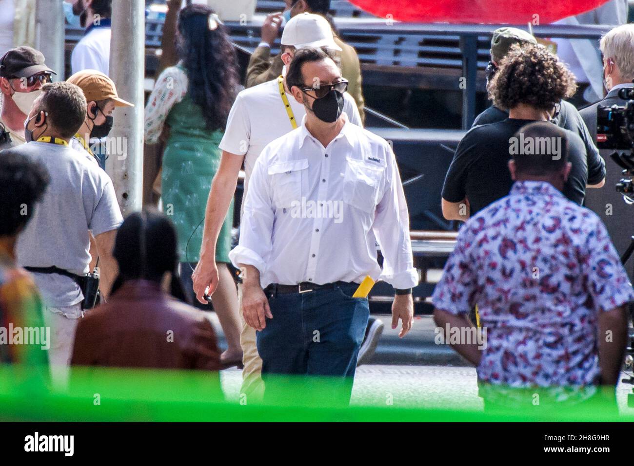 Director James Mangold is spotted on set for the filming of Indiana Jones 5 in Glasgow.  Credit: Euan Cherry Stock Photo