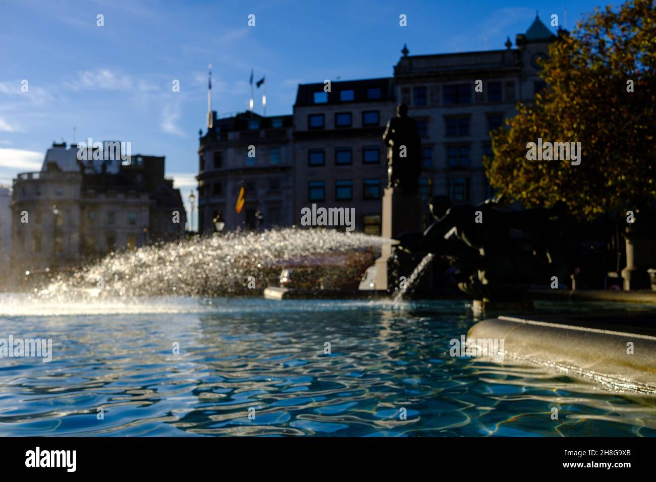 Background - a Trafalgar Square fountain Stock Photo